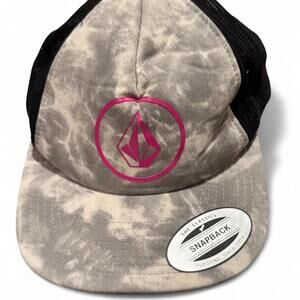 Volcom tie dye snapback hat with pink logo #skater